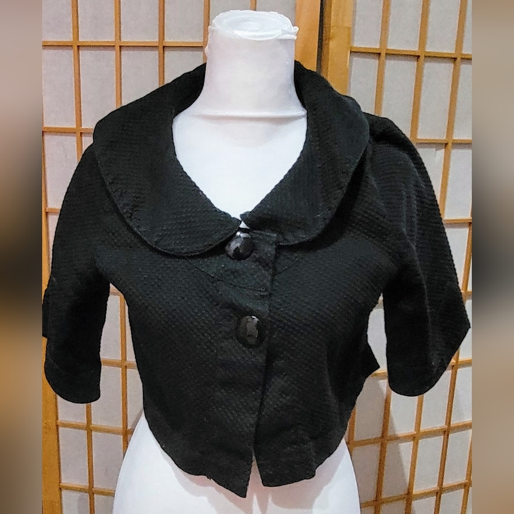 Crop 2 Large Button Tulle Coat